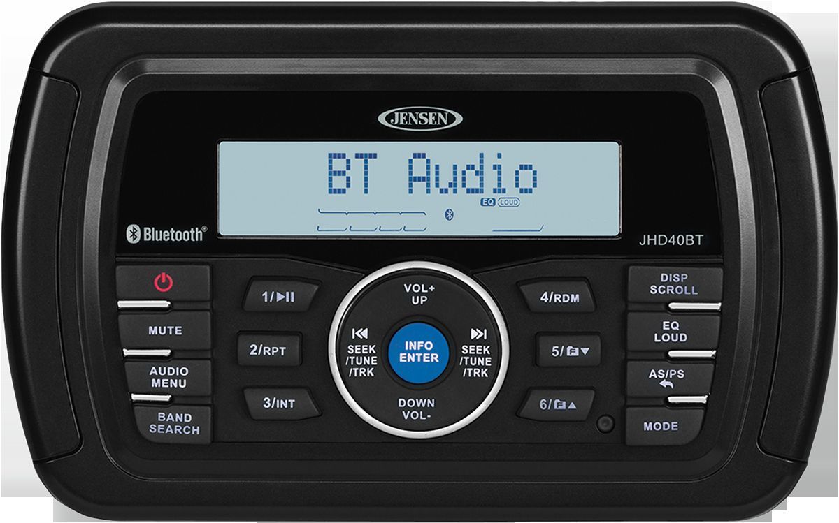 Jensen Black Motorcycle 160 Watt Motorcycle Bluetooth Stereo Harley