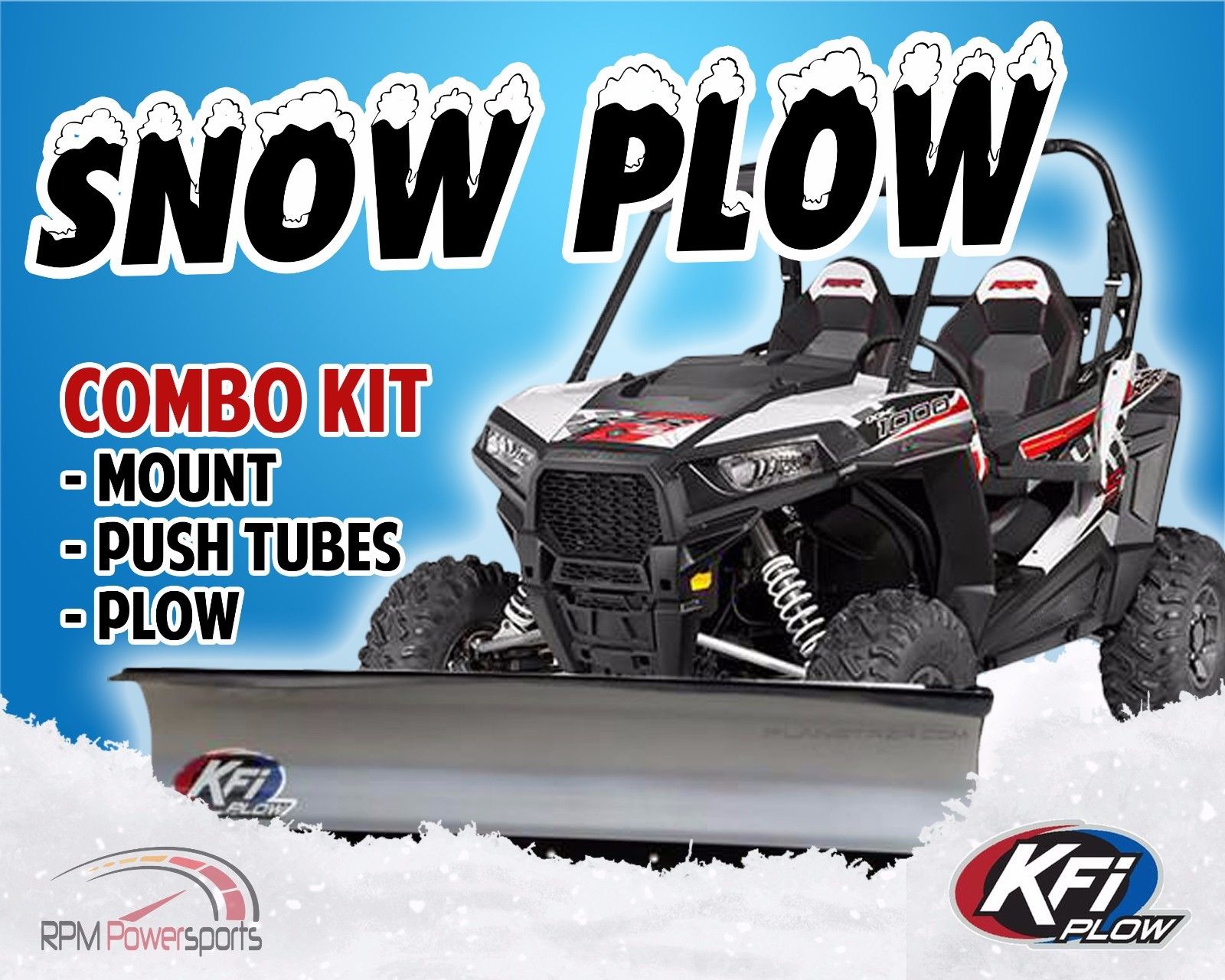 POLARIS EV RANGER MIDSIZE 4X4 20102021 KFI UTV 60" Snow Plow Combo Kit