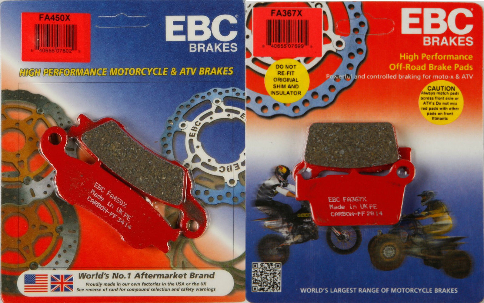 EBC X Front & Rear Brake Pad Set Yamaha YZ125, YZ250, YZ250F, YZ450F